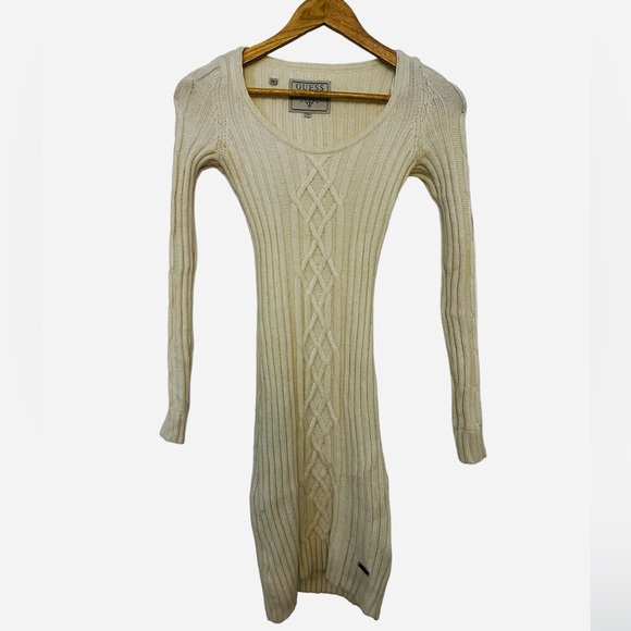 GUESS Sweater Dress - Mini - Knit - Cream - Long Sleeve - Rabbit Hair - XS Women - Picture 2 of 9
